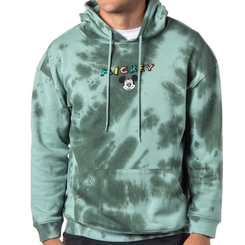 Disney Mickey Mouse XS Tie Dye Embroidered Women Oversized Graphic Thick Hoodie